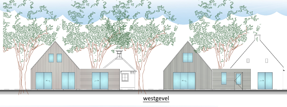 Nieuwe “oude” schuren voor 2 woningen op De Brink in Feankleaster